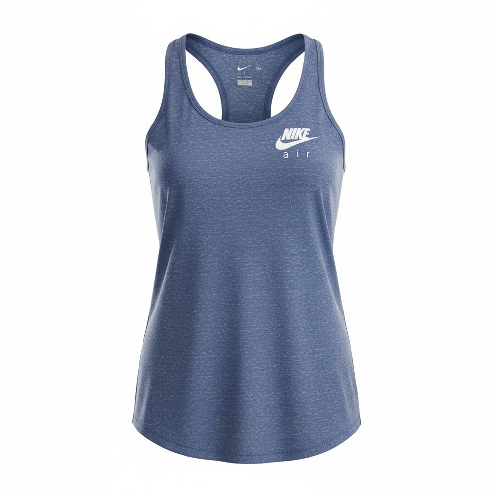 Nike Women Blue Heathered Just Do It Racerback Tank Top Cotton Blend S